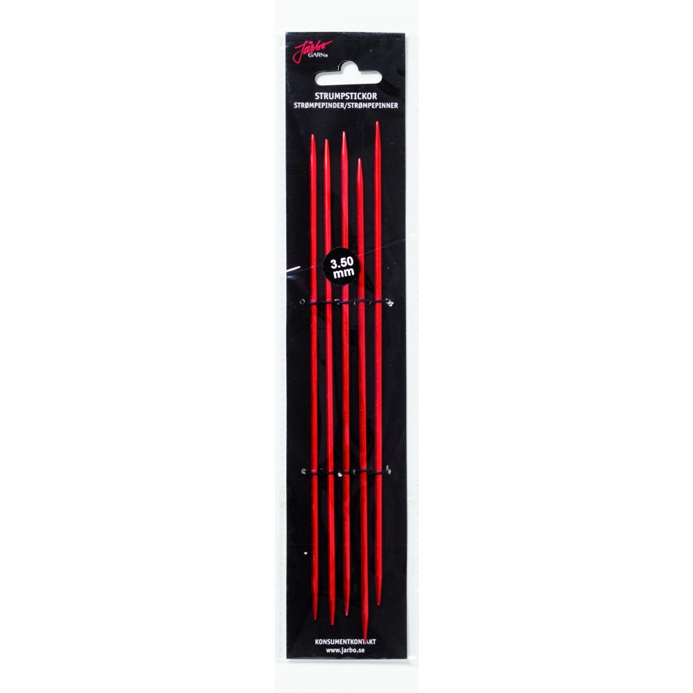Ermpinner «Rød» - 20 cm/3,5 mm - Strømpepinner, Strikkepinner, Strikking, Strikke, hekle, knyte & veve