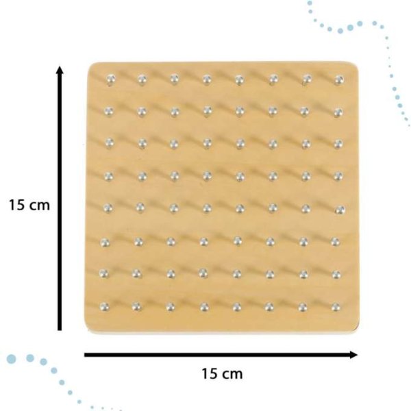 Geobräde träpussel med gummiband 15 x 15 cm - 40 delar och 24 mönsterkort Geobräde träpussel med gummiband 15 x 15 cm - 40 delar och 24 mönsterkort