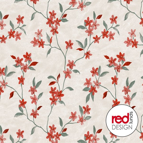 Vaxduk med Blossom motiv - R�d