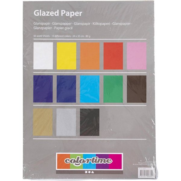 Glanspapper - mixade färger - 50 ark Glanspapper - mixade färger - 50 ark