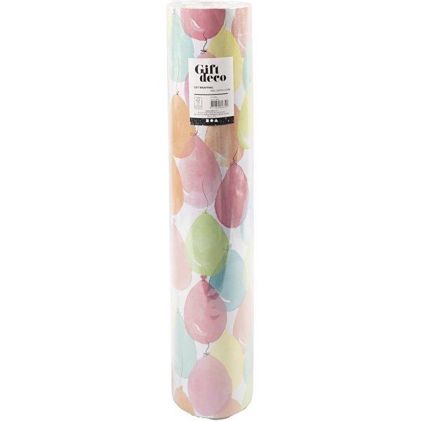 Presentpapper - pastellfärger - Ballonger - 100 m Presentpapper - pastellfärger - Ballonger - 100 m