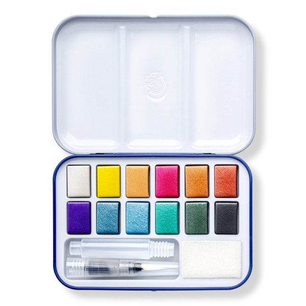 Akvarelmaling metallic assorterede farver - 12-pak