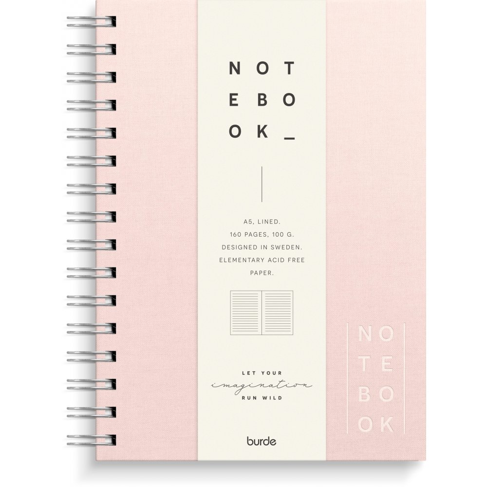 Notesbog - Tekstil - Pink - Foret A5 - Notesbøger, Kontorartikler