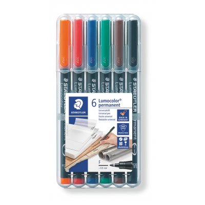 OH Pen Lumocolor Permanent 0,6 mm - 6 penner