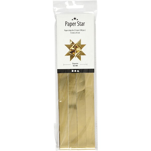 Stjärnstrimlor - guld - Ø6,5 cm - 100 strimlor Stjärnstrimlor - guld - Ø6,5 cm - 100 strimlor