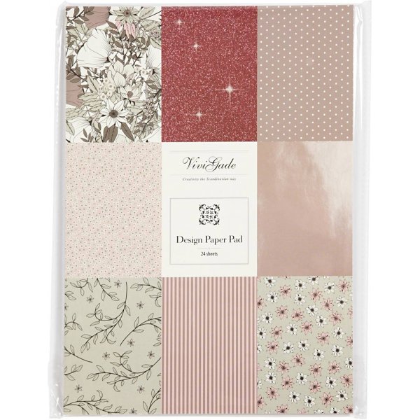 Vivi Gade designpapper i block - beige/rosa - 24 ark Vivi Gade designpapper i block - beige/rosa - 24 ark