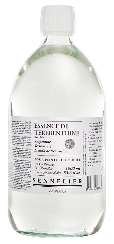 Oliemedium Sennelier 1 liter - Rectified Turpentine Spirits - Medium til oliemaling, Malermedium, Fernis og kunstner medier til kunstmaling