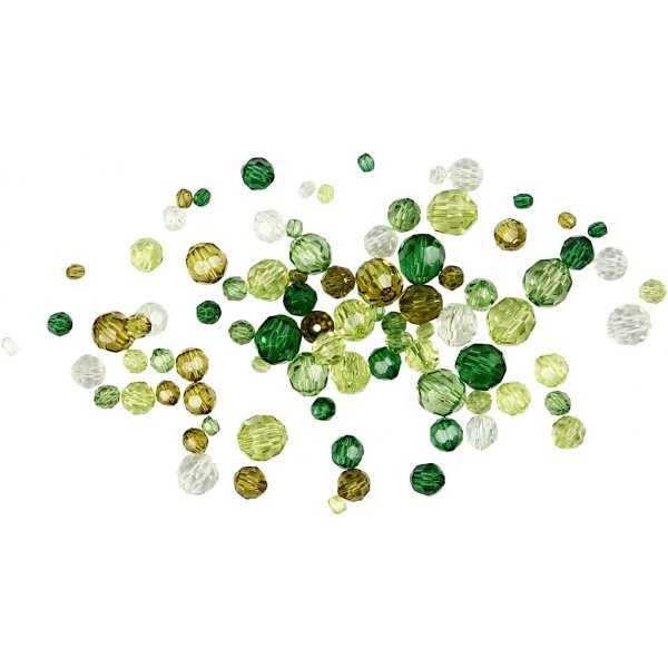 Harmoni facetterade plastpärlor - mixade - grön - 45 g Harmoni facetterade plastpärlor - mixade - grön - 45 g