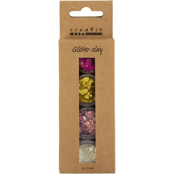 Glitterler, blandede farver 4x5 ml