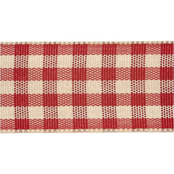 Rutigt band - gammelröd/vit - 25 m Rutigt band - gammelröd/vit - 25 m
