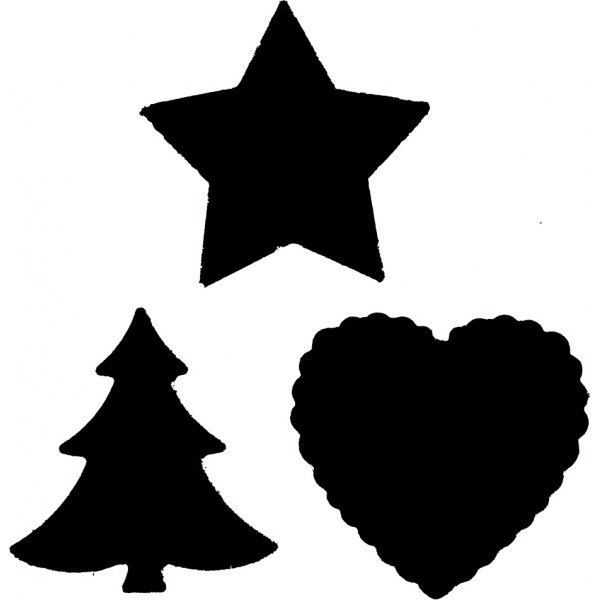 Pappersstans - röd - stjärna - hjärta - julgran - 3 st Pappersstans - röd - stjärna - hjärta - julgran - 3 st