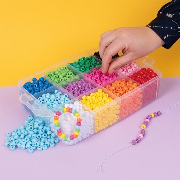 Pony beads i förvaringsbox 3600 st - 12 färger Pony beads i förvaringsbox 3600 st - 12 färger
