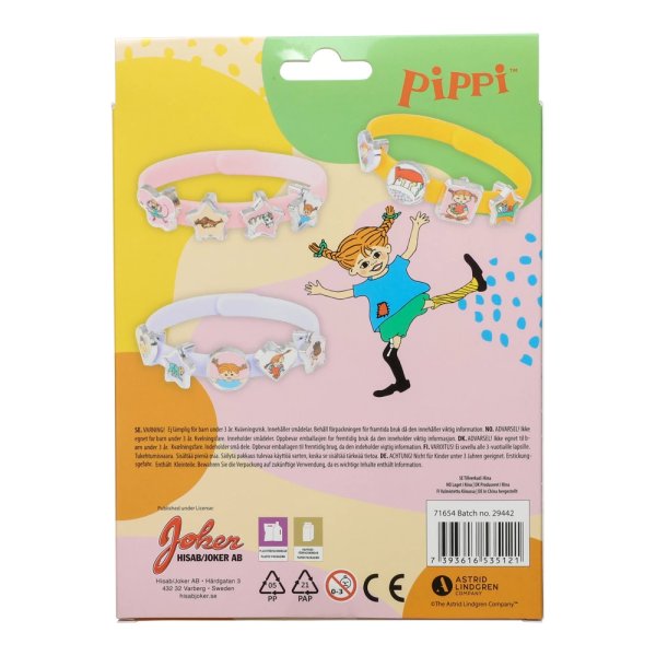 Armbandset Pippi L�ngstrump - 3 armband med 18 berlocker