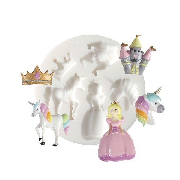 Mini silikonform - enhörning prinsessa, Ø 7 cm Mini silikonform - enhörning prinsessa, Ø 7 cm