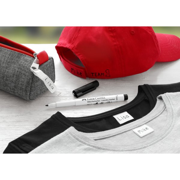 Tekstil markeringspen - Faber-Castell - Vaskesort - Rund spids Tekstil markeringspen - Faber-Castell - Vaskesort - Rund spids