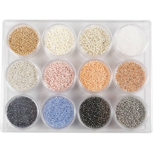 Rocaillepärlor - dova färger - 12 x 15 g Rocaillepärlor - dova färger - 12 x 15 g