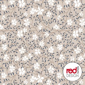 Vaxduk med Sm�blommig motiv - Linne/bl�