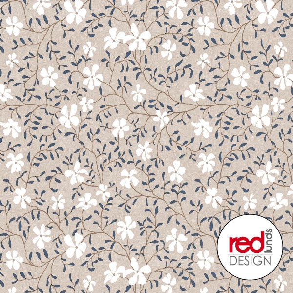 Vaxduk med Sm�blommig motiv - Linne/bl�