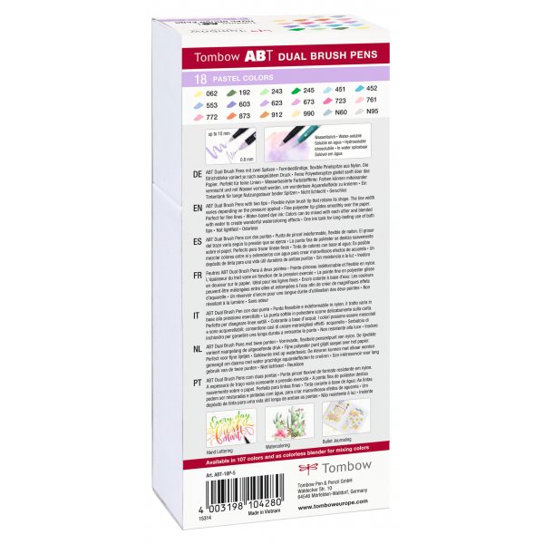 Tombow ABT dobbeltpensel pastelpen 18-pak Tombow ABT dobbeltpensel pastelpen 18-pak
