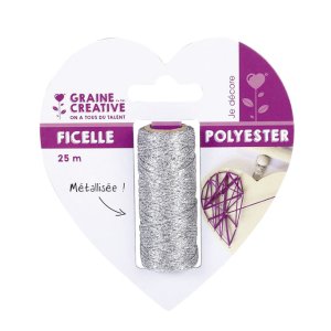 Rulle med silverf�rgad polyestertr�d 25 m