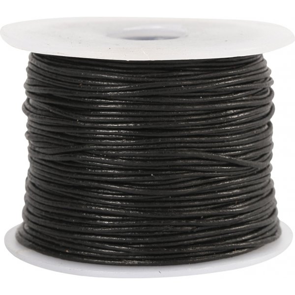 Lädersnöre - svart - 1 mm - 50 m Lädersnöre - svart - 1 mm - 50 m