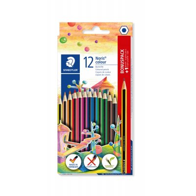 Fargeblyanter Noris med blyant - 12 blyanter