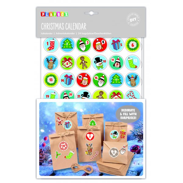 Pysselset Julkalender, 24 p�sar, 3 stickersark
