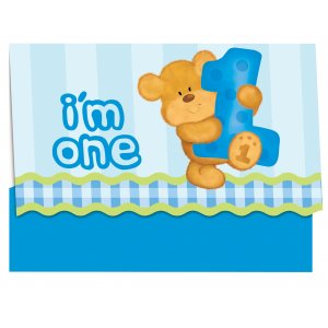 Bl inbjudningskort - I am one - 8 st