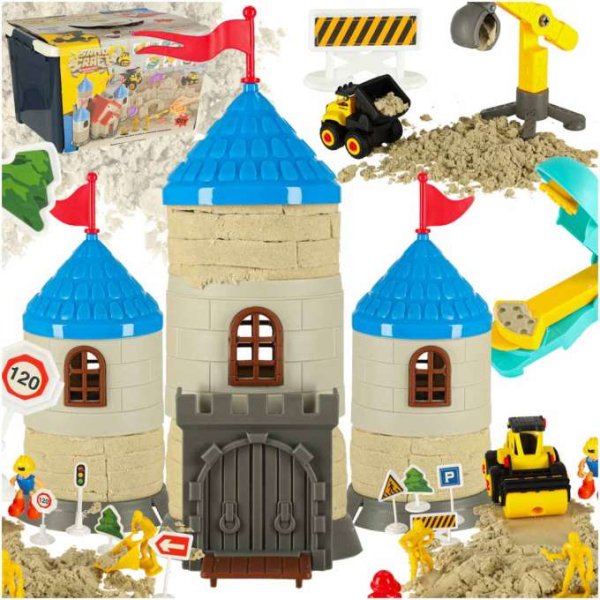 Kinetisk sand byggset 1100 g med formar, fordon och figurer - Kreativ lek