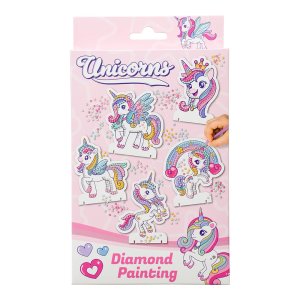 Diamond painting enh�rning - 5 motiv med strassp�rlor