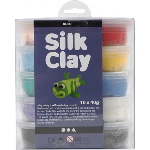 Silk Clay® - mixade färger - Basic 1 - 10 x 40 g Silk Clay® - mixade färger - Basic 1 - 10 x 40 g