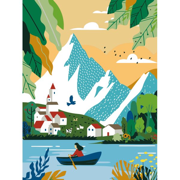M�la efter nummer 30 x 40 cm - Alpmotiv