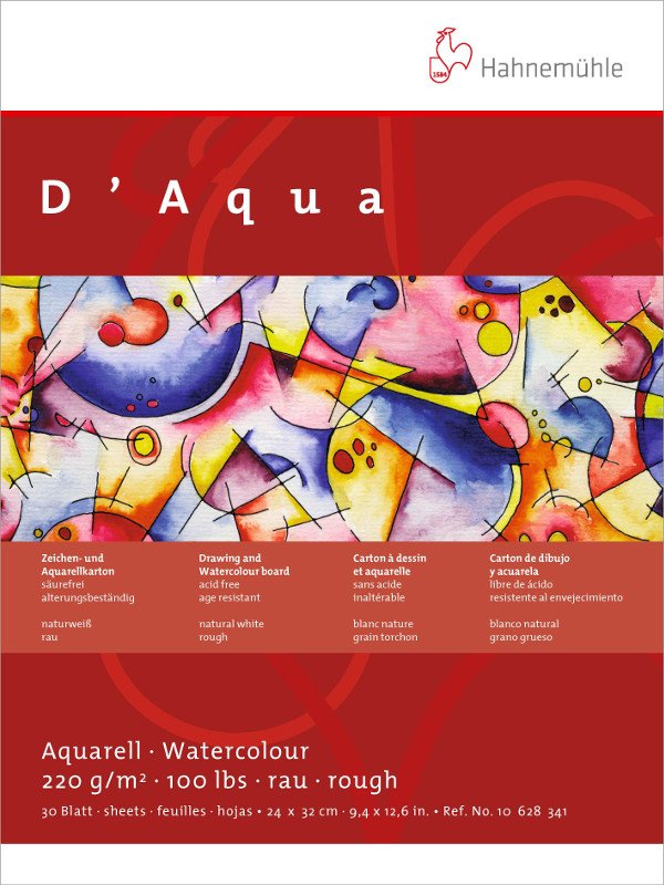 Akvarelblok Hahnemühle D Aqua 220 g Grov - 17x24 cm - Akvarelpapir, Blok