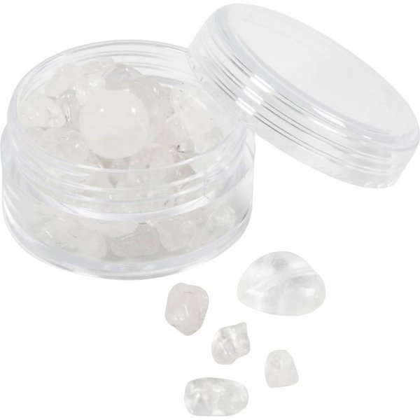 Kristallp�rlor klar kvarts transparenta f�rger 7-12 mm - 63 st.