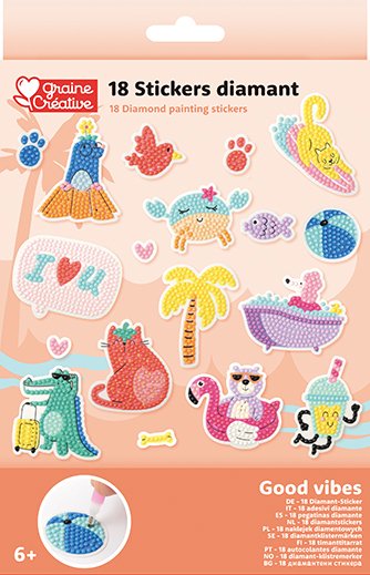 Diamond painting stickers f�r barn - djur, 18 st