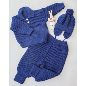 Strikkeopskrift - Sweater, Bukser & Huer (babystrrelser alt5)