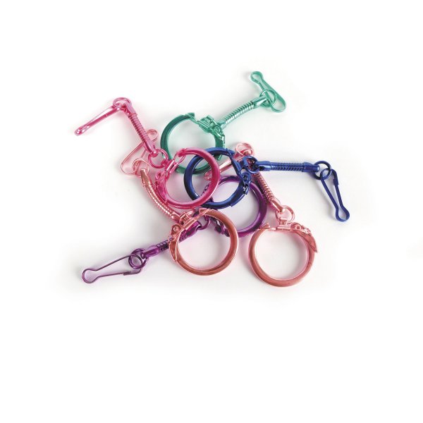 Färgglada metallnyckelringar med krok, 10-pack Färgglada metallnyckelringar med krok, 10-pack
