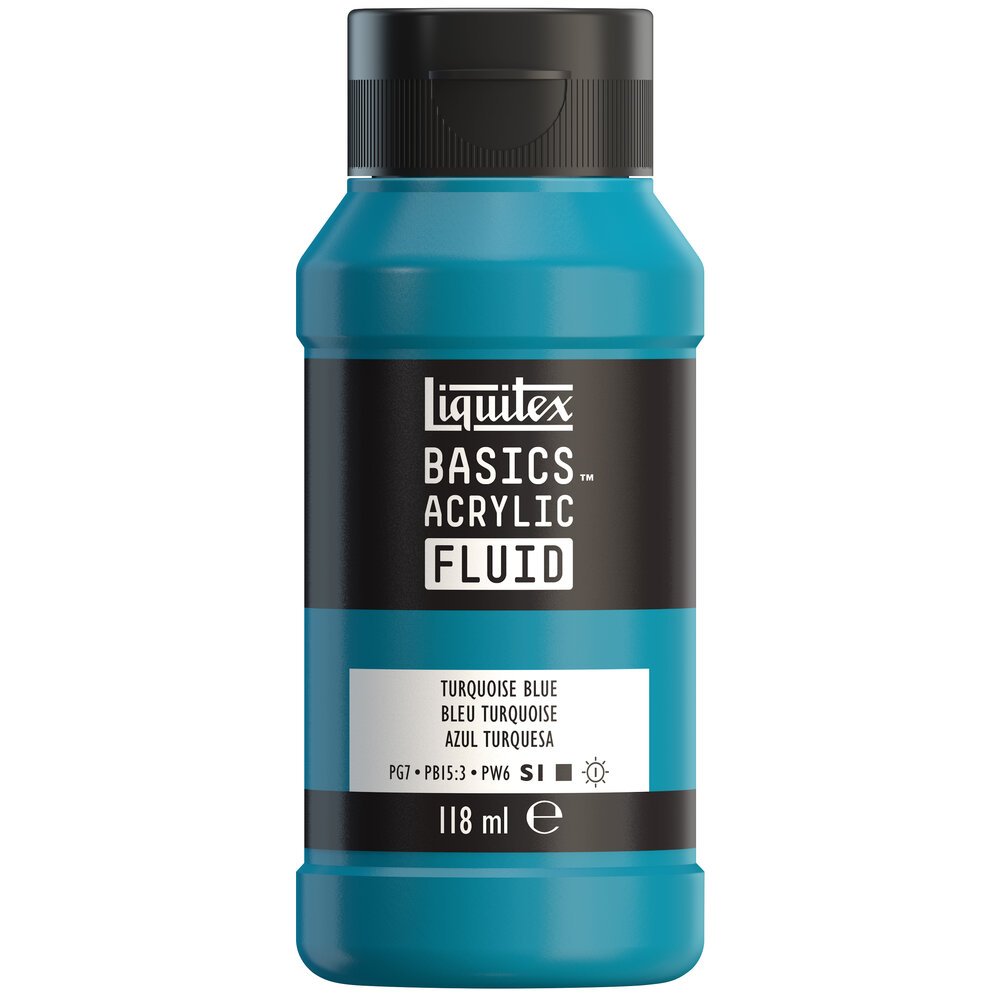Akrylfärg - Liquitex Basics Fluid - 118ml - Turquoise Blue - Akrylfärger, Konstnärsfärger