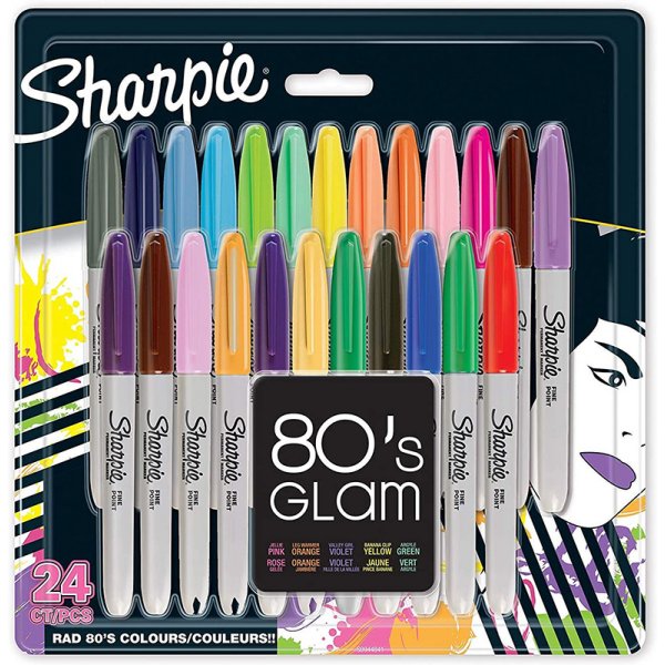 Fiberpennset Sharpie - 80\\\'s Glam Permanent Markers - 24-pack osoretade färger Fiberpennset Sharpie - 80\\\'s Glam Permanent Markers - 24-pack osoretade färger
