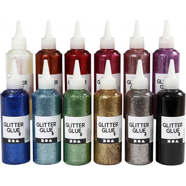 Glitterlim - mixade färger - 12 x 118 ml Glitterlim - mixade färger - 12 x 118 ml