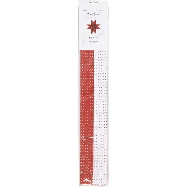Stjärnstrimlor - röd - vit - Ø18 cm - 40 strimlor Stjärnstrimlor - röd - vit - Ø18 cm - 40 strimlor