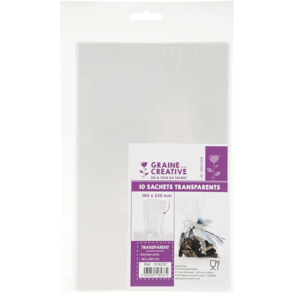 Genomskinliga p�sar 14 x 23 cm - 10 st