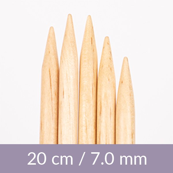 Dobbeltspiss - bjørk - 20 cm 7,00 mm / 7,9 tommer US 10¾ - Strømpepinner, Strikkepinner, Strikking, Strikke, hekle, knyte & veve