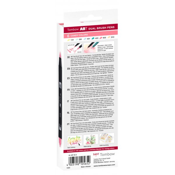 Tombow ABT dobbeltbørstepen Candy 6-pak Tombow ABT dobbeltbørstepen Candy 6-pak