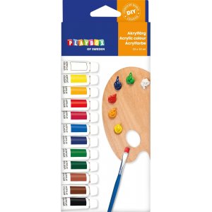 Akrylmalingssett forskjellige farger - 12 x 12 ml