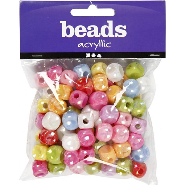 Plastpärlor Tärningsmix - 10 x 10 mm - 125 ml Plastpärlor Tärningsmix - 10 x 10 mm - 125 ml
