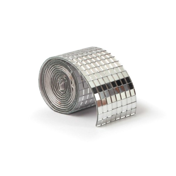 Sj�lvh�ftande spegelband facetterat - silver