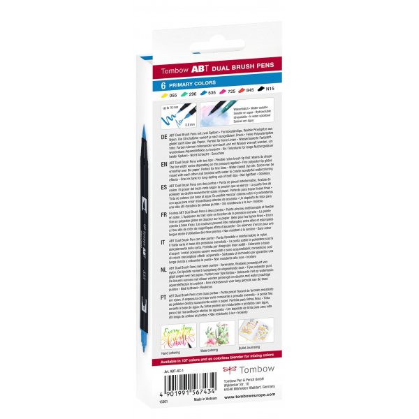 Tombow ABT dobbeltbørstepen Basic 6-pak Tombow ABT dobbeltbørstepen Basic 6-pak