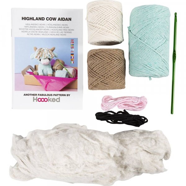 DIY-s�t amigurumi ko beige og mintgr�n - 1 pakke