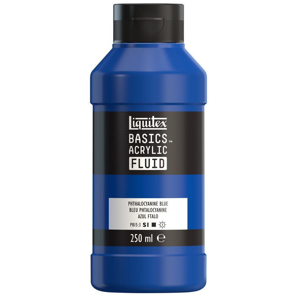 Akrylfärg - Liquitex Basics Fluid - 250ml - Phthalocyanine Blue - Akrylfärger, Konstnärsfärger